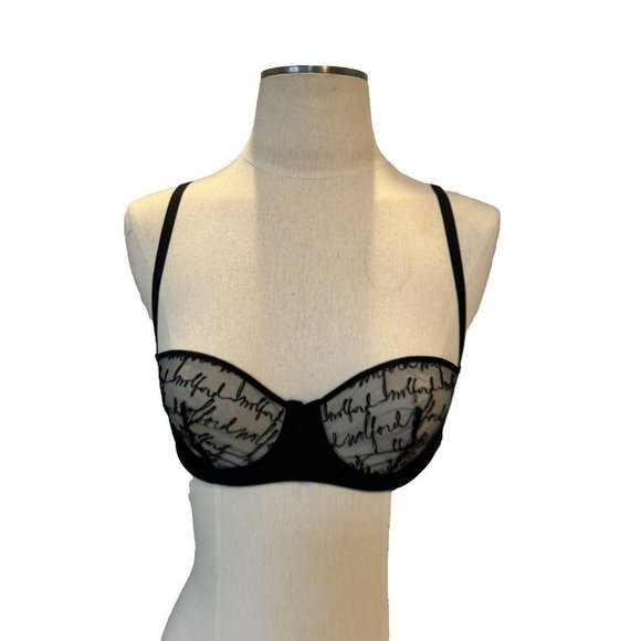 Wolford Logo Obsessed Bra  Size: 80B USA 36B Color: Black 61417 - 15 - Picture 2 of 6